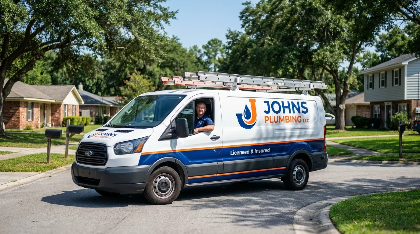 Johns Plumbing LLC service van in New Middletown, OH