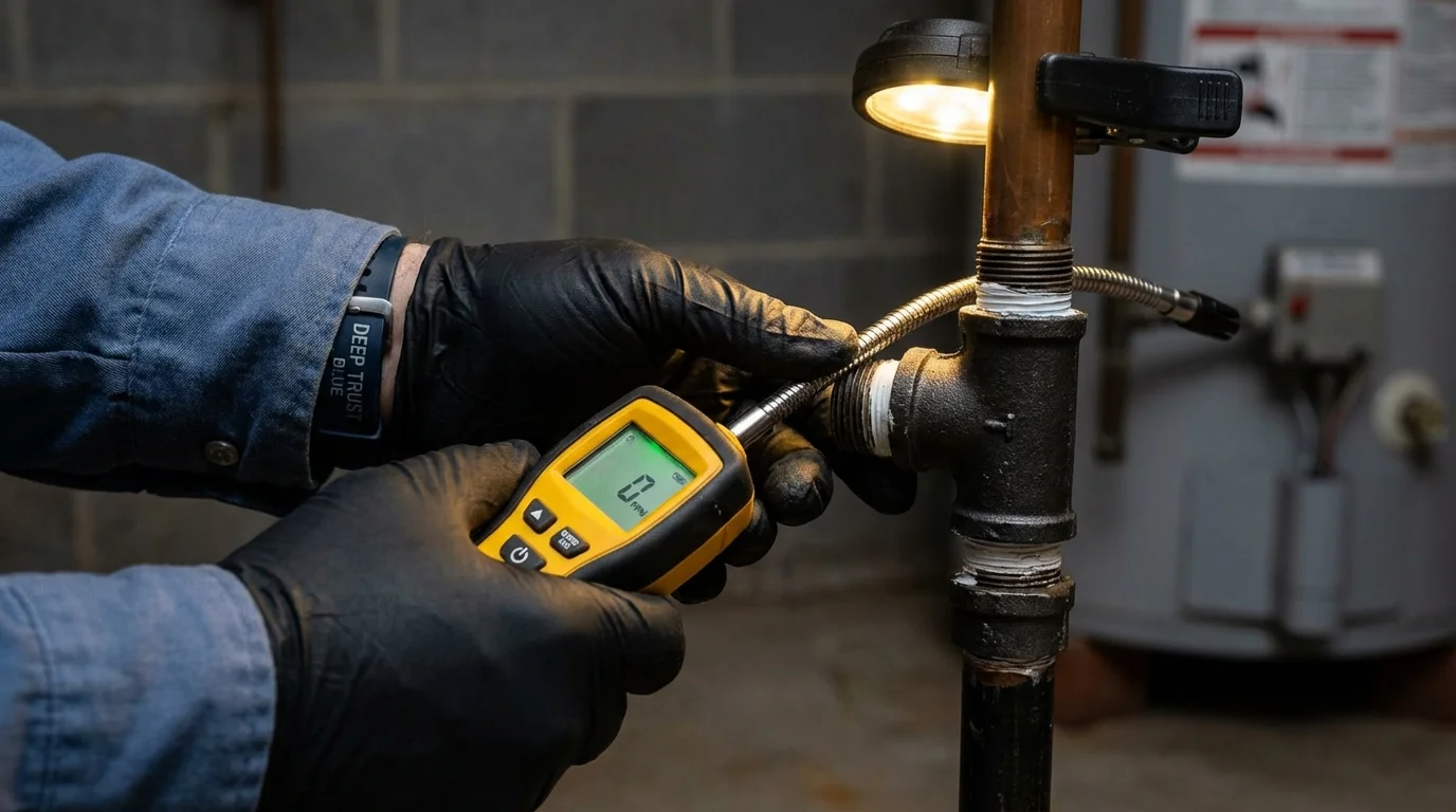 Gas leak detection with electronic sniffer by Johns Plumbing LLC in New Middletown