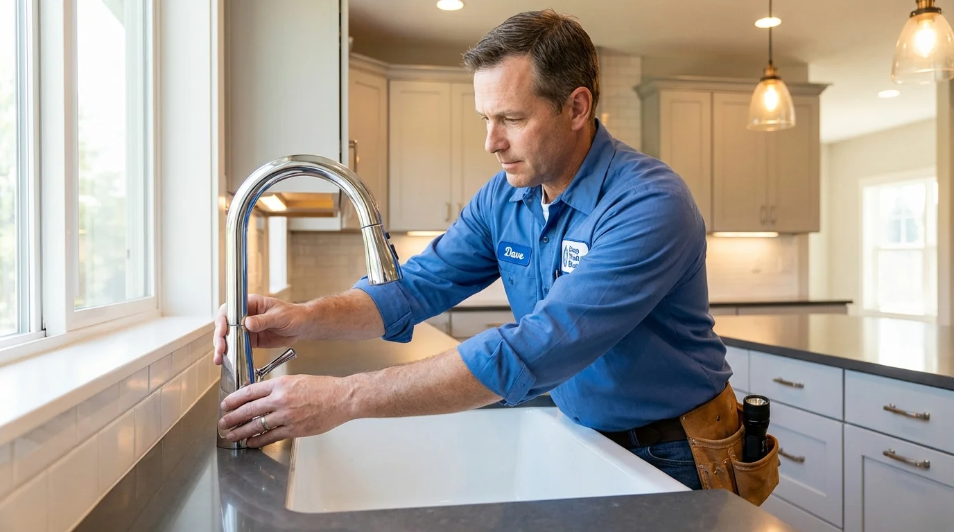 Kitchen faucet installation by Johns Plumbing LLC in New Middletown