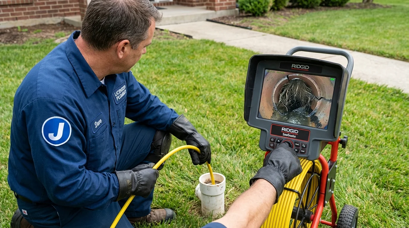 Sewer camera inspection being performed by Johns Plumbing LLC in New Middletown